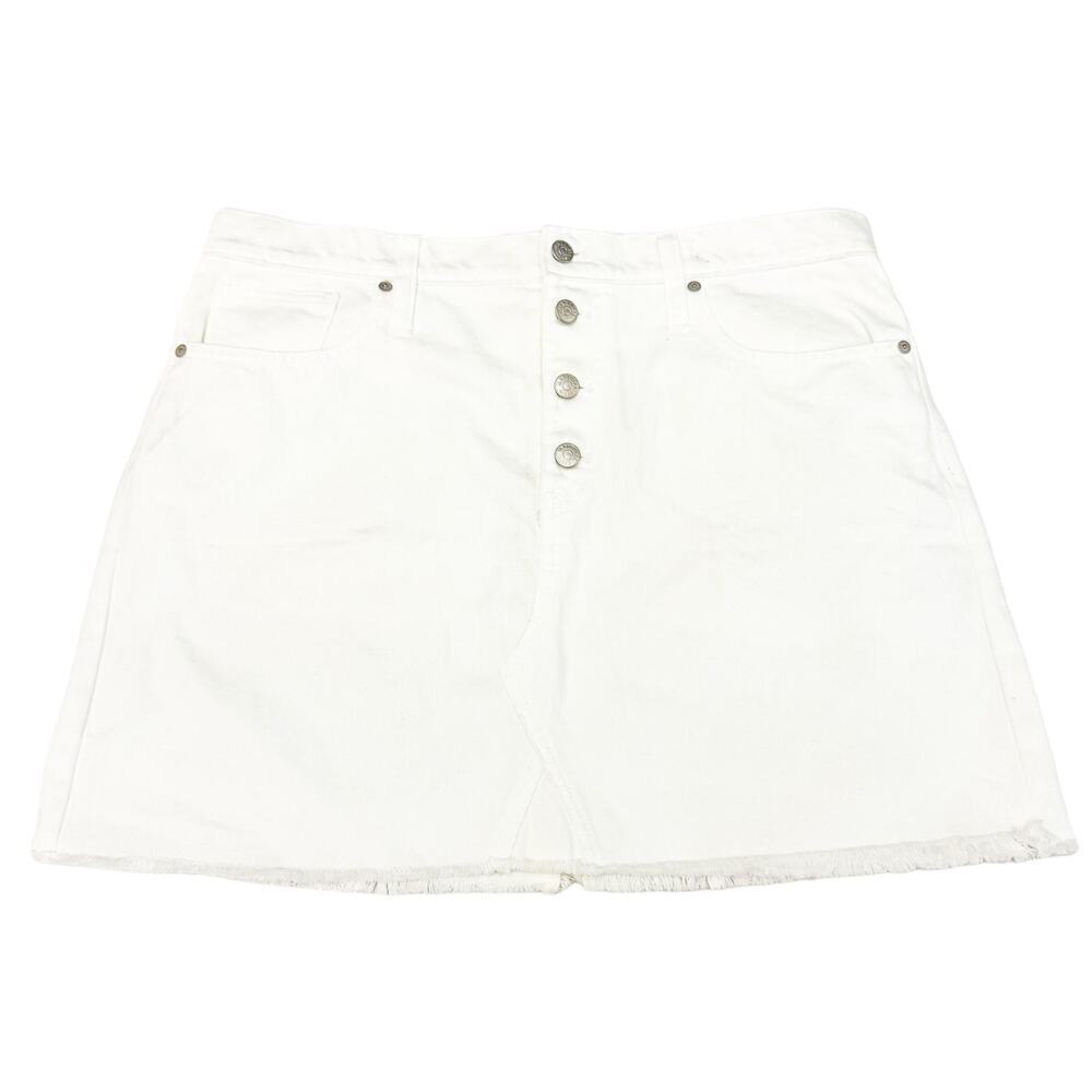 Madewell Rigid Denim A-Line Button Fly Skirt White Size 32 NWT